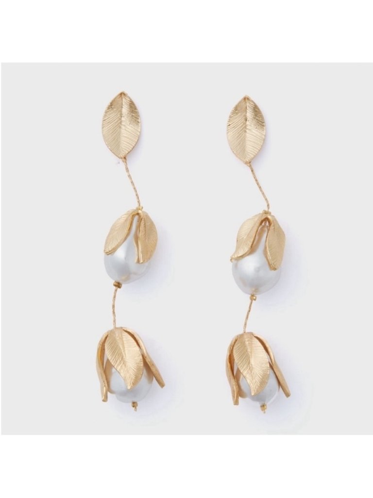 New! Gold Flower Bud Drop Earrings (2006) Nwot